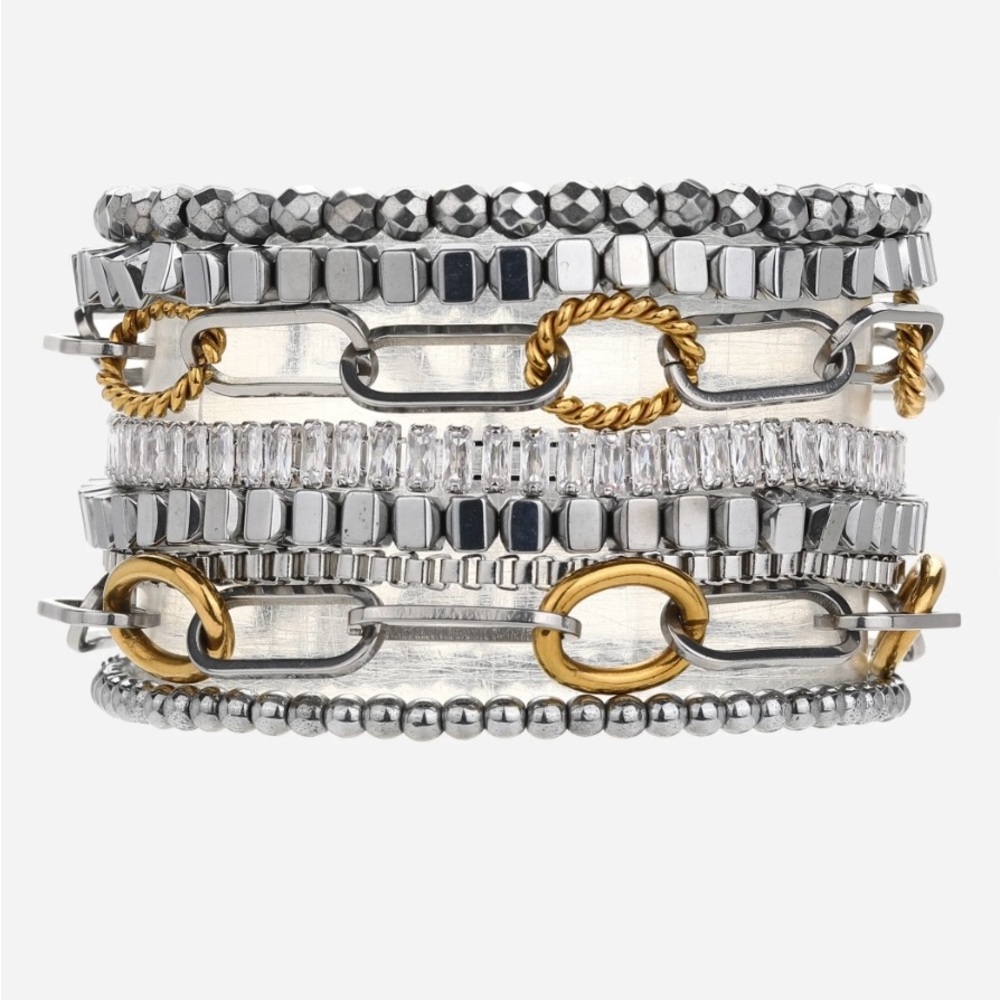 Elegant Silver and Gold Bracelet Set